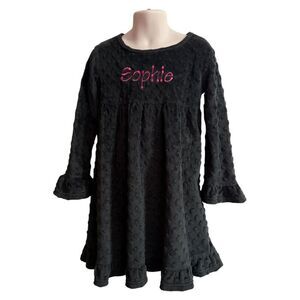 Smockadot Kids Monogram Sophie Black Fleece Dress Size 4T
